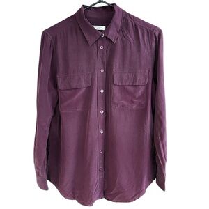 EUC Equipment Femme Silk Button Down Top Eggplant Size Medium
